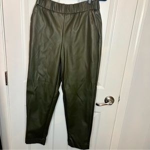 Green faux leather pants